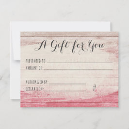 Cadeaubon Rustic Wood Blush Roze Shabby