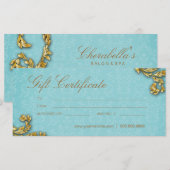 Cadeaubon Salon Spa Goudblad Blauw (Voorkant / Achterkant)