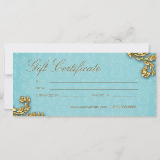 Cadeaubon Salon Spa Goudblad Blauw (Voorkant)