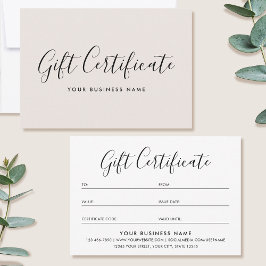 Cadeaubon Script Minimalistische Witkaart