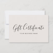 Cadeaubon Script Minimalistische Witkaart (Voorkant)