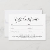 Cadeaubon Script Minimalistische Witkaart (Achterkant)