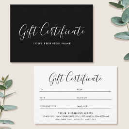 Cadeaubon Script Minimalistische Zwarte Kaart