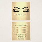 Cadeaubon Sepia Gold Glitter Lashes Makeup Vierkante Visitekaartjes (Voorkant /achterkant)
