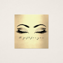 Cadeaubon Sepia Gold Glitter Lashes Makeup Vierkante Visitekaartjes