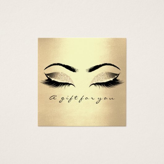 Cadeaubon Sepia Gold Glitter Lashes Makeup Vierkante Visitekaartjes (Voorkant)
