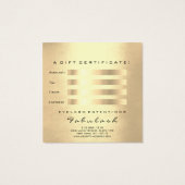 Cadeaubon Sepia Gold Glitter Lashes Makeup Vierkante Visitekaartjes (Achterkant)