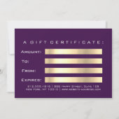 Cadeaubon Sepia Gold Glitter Paars Roze (Achterkant)