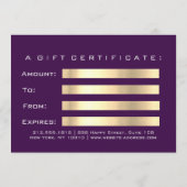 Cadeaubon Sepia Gold Glitter Paars Roze (Achterkant)