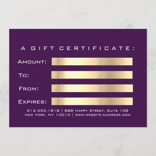 Cadeaubon Sepia Gold Glitter Paars Roze (Achterkant)