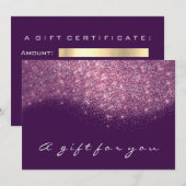 Cadeaubon Sepia Gold Glitter Paars Roze (Voorkant / Achterkant)