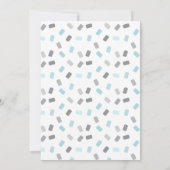 Cadeaubon Shower Uitnodiging in Blauw en Grijs (Achterkant)