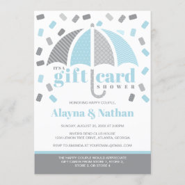 Cadeaubon Shower Uitnodiging in Blauw en Grijs