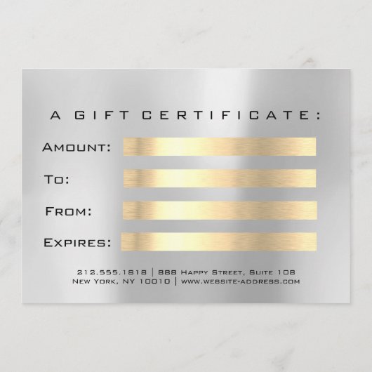 Cadeaubon Silver Gold Lash Beauty Makeup (Achterkant)