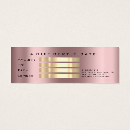 Cadeaubon Small Lashes Makeup Sparkly Mauve Mini Visitekaartjes (Achterkant)