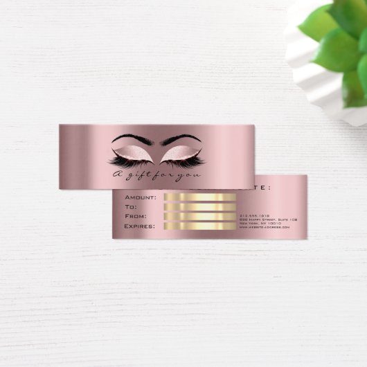 Cadeaubon Small Lashes Makeup Sparkly Mauve Mini Visitekaartjes (Bureau)