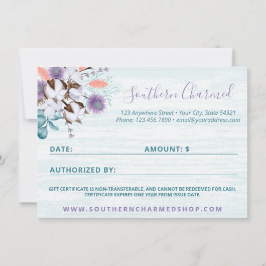 Cadeaubon Southern Floral Cotton Moon Kaart (Achterkant)