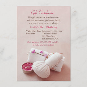 Cadeaubon Spa Verjaardagsfeest Uitnodigingen