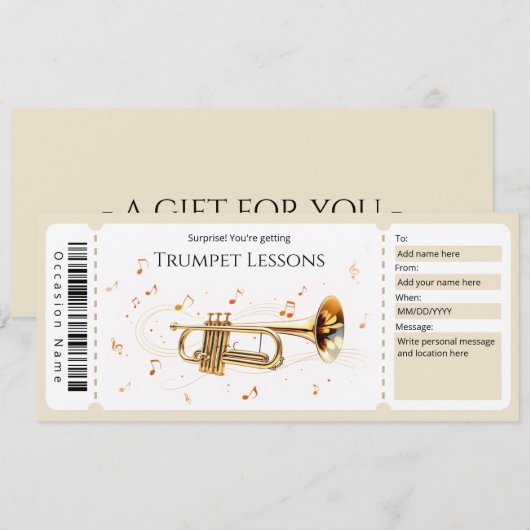 Cadeaubon Trompetlessen Kaart (Voorkant / Achterkant)