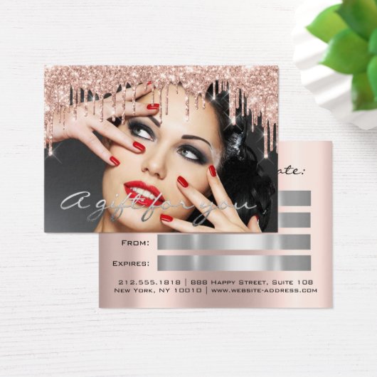 Cadeaubon Vakantie grijze make-upfoto Visitekaartje (Bureau)