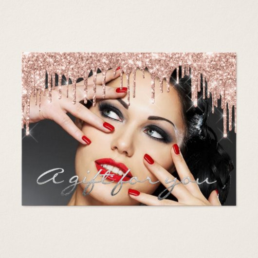 Cadeaubon Vakantie grijze make-upfoto Visitekaartje (Voorkant)