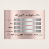 Cadeaubon Vakantie grijze make-upfoto Visitekaartje (Achterkant)