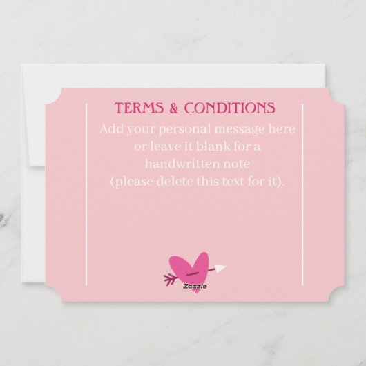 Cadeaubon Valentijn Eigen elegant chic "Date Coupo Feestdagenkaart (Achterkant)