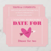 Cadeaubon Valentijn Eigen elegant chic "Date Coupo Feestdagenkaart (Voorkant / Achterkant)