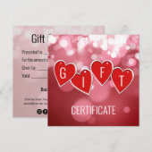 Cadeaubon Valentijnsdag Love Red Hearts (Voorkant / Achterkant)