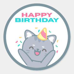 Cadeaubon Verjaardagssticker maak een wens Ronde Sticker