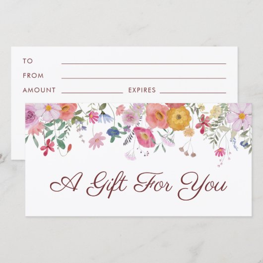 Cadeaubon verse wilde bloemen (Voorkant / Achterkant)