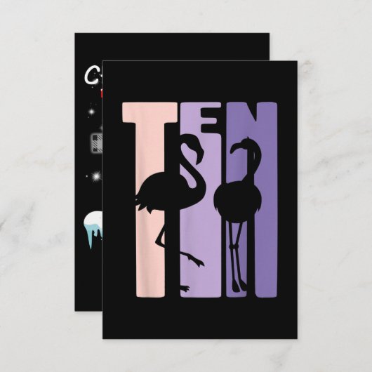 Cadeaubon voor 10e verjaardag I Flamingo I 10 jaar Kaart (Voorkant / Achterkant)