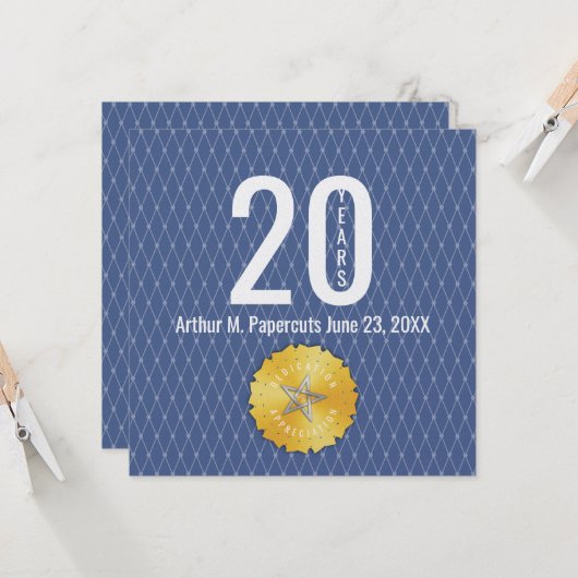 Cadeaubon voor 20-jarig jubileum van werknemer kaart (Voorkant / Achterkant in situ)