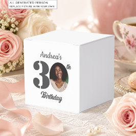 Cadeaubon voor 30e verjaardagsfeest met foto bedankdoosjes