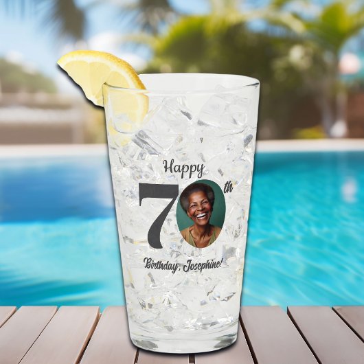 Cadeaubon voor 70e verjaardag met foto glas