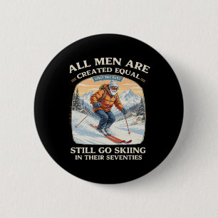 Cadeaubon voor 70e verjaardag Skiloper Vintage Ski Ronde Button 5,7 Cm