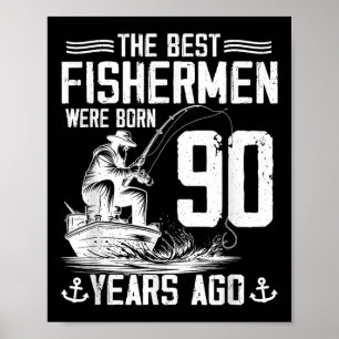 Cadeaubon Voor 90 Jaar Oude Man Visser 90e Verjaar Poster