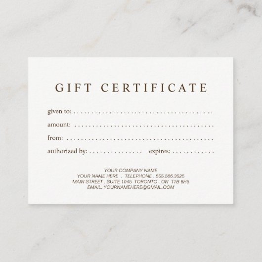 Cadeaubon voor aangepast ontwerp kortingskaartje (Achterkant)