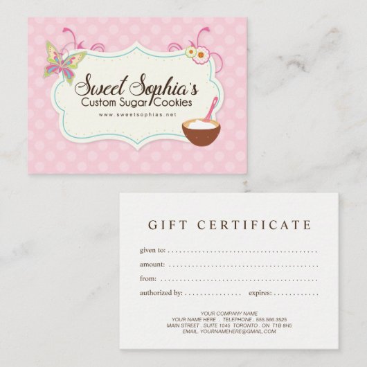 Cadeaubon voor aangepast ontwerp kortingskaartje (Voorkant / Achterkant)