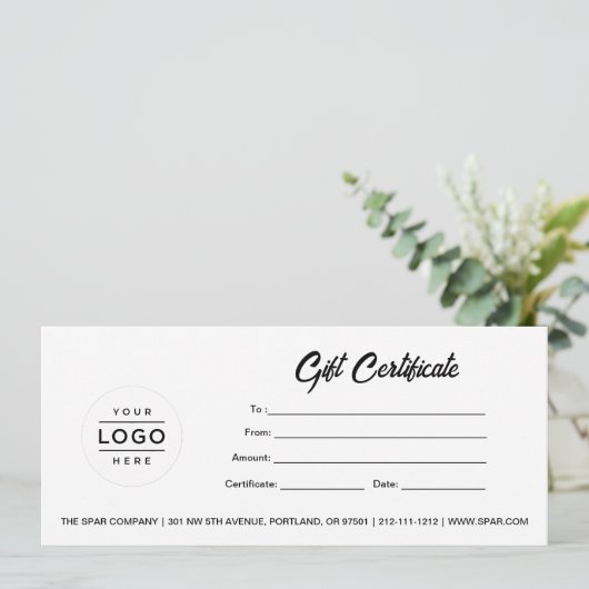 Cadeaubon voor aangepaste zakelijke Logo-Sjabloon (Staand voorkant)