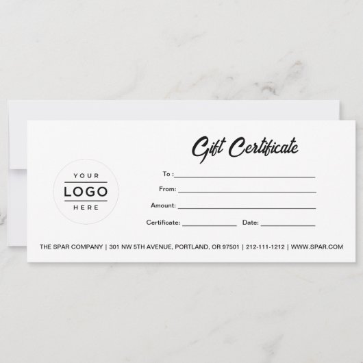 Cadeaubon voor aangepaste zakelijke Logo-Sjabloon (Voorkant)