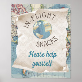 Cadeaubon voor babyborrel met vintage kaart poster