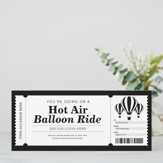 Cadeaubon voor ballonvaart kaart (Staand voorkant)