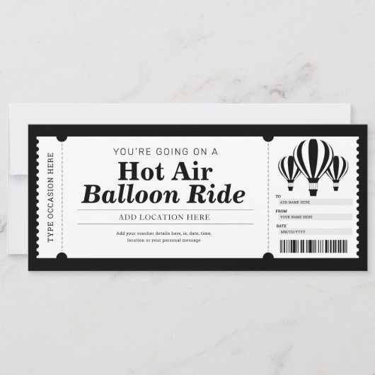 Cadeaubon voor ballonvaart kaart (Voorkant)