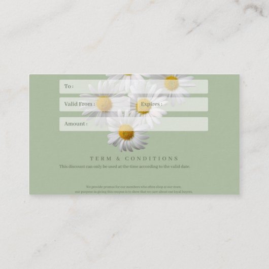 Cadeaubon voor bedrijven visitekaartje (Achterkant)