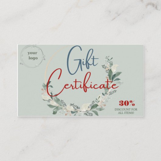 Cadeaubon voor bedrijven visitekaartje (Voorkant)