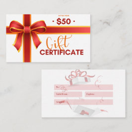 Cadeaubon voor bedrijven visitekaartje