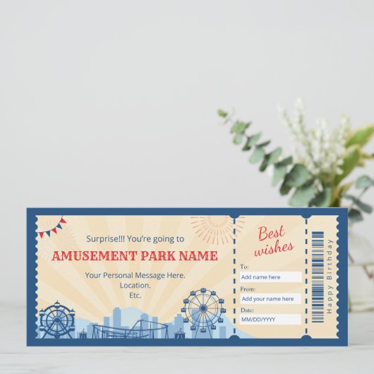 Cadeaubon voor carnavalspark kaart (Staand voorkant)