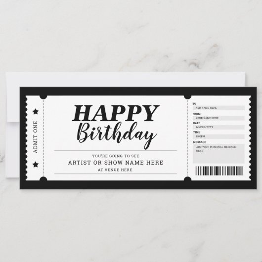 Cadeaubon voor concertevent-Show elke keer Kaart (Voorkant)