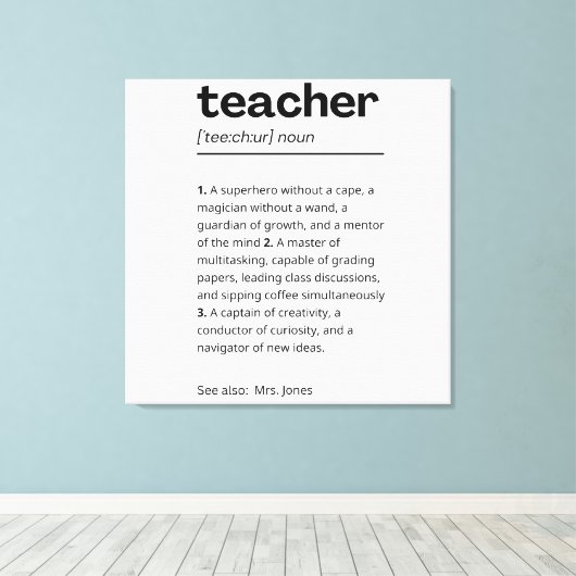 Cadeaubon voor docenten - Cadeau voor definitie va Canvas Afdruk (Insitu (Houten vloer))